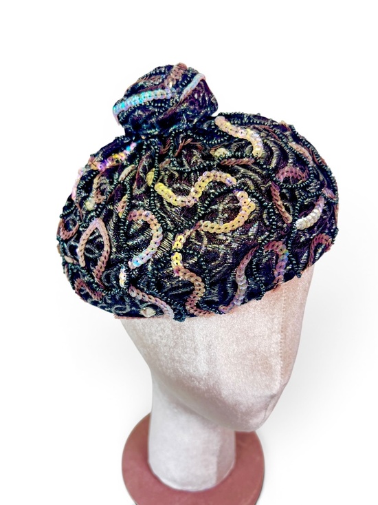 Vintage 1950\'s Frances & Walter Nelkin Iridescent Sequin Hat main image 6